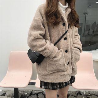 Button Fleece Jacket As Shown In Figure - One Size