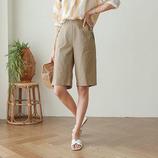 Band-waist Cotton Bermuda Shorts