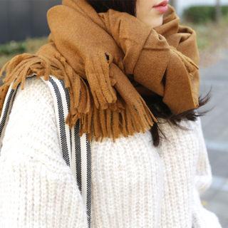 Fringed Wool Muffler Scarf