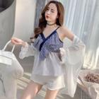 Striped Ruffled Camisole Top / Jacket