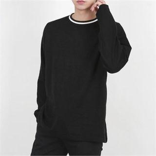 Contrast-trim Crew-neck T-shirt