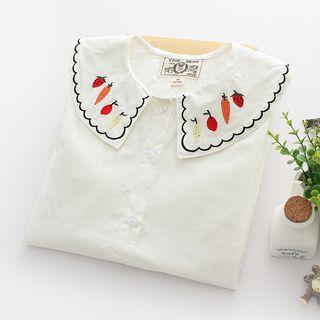 Fruits Embroidered Collared Top