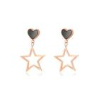 Fashion And Simple Plated Rose Gold Heart-shaped Hollow Stars 316l Stainless Steel Earrings Rose Gold - One Size