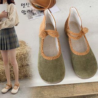 Corduroy Strapped Flats