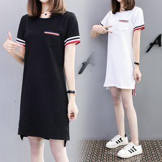 Contrast Stripe Short-sleeve Shift Dress