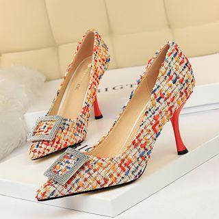 Tweed Plaid High Heel Pumps