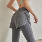 High-waist Mock Two-piece Yoga Pants