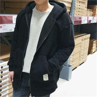 Boxy-fit Sherpa-fleece Zip-up Hoodie