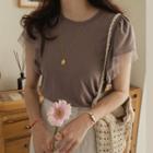 Tulle-trim Flutter-sleeve Top