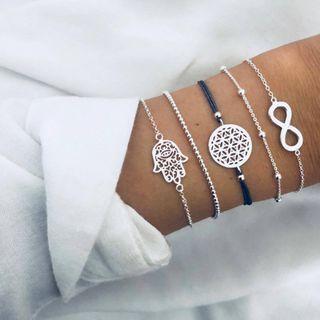 Set Of 5: Alloy Bracelet (assorted Designs) Set Of 5 - As Shown In Figure - One Size
