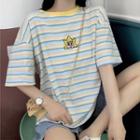 Loose-fit Short-sleeve Rainbow Striped T-shirt