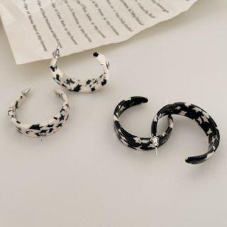 Milk Cow Print Resin Open Hoop Earring