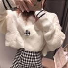 Set: Cropped Cardigan + Houndstooth A-line Skirt