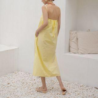 Open-back Drawstring Long Sundress