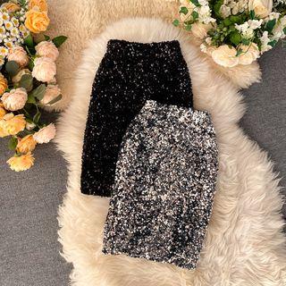 Sequined Sheath Skirt