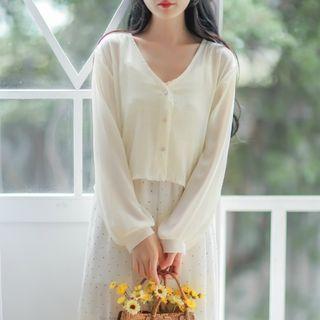 Buttoned Chiffon Light Jacket