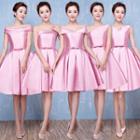 Sleeveless / Strapless / Off Shoulder Short Sleeve Plain Bridesmaid Dress