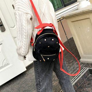 Studded Detail Velvet Backpack