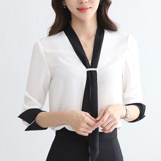 Long Sleeve Loose-fit Chiffon Blouse