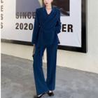 Buckled-waist Loose Blazer / Straight-cut Dress Pants