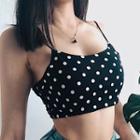 Spaghetti Strap Dotted Cropped Top