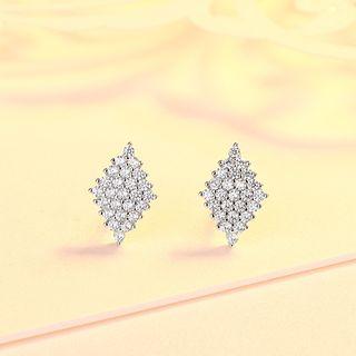 Rhinestone Stud Earring Platinum Plating - One Size