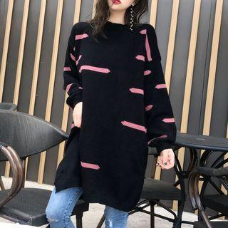 Patterned Long-sleeve Knitted Dress