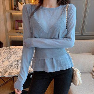 Long-sleeved Light Top / Knit Vest