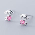 925 Sterling Silver Rhinestone Monkey Earring As Shown In Figure - One Size
