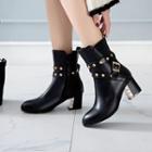 Block-heel Rivet Short Boots
