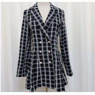 Double Breasted Plaid Blazer Dress