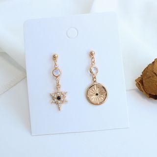 Non-matching Alloy Rhinestone Star Dangle Earring