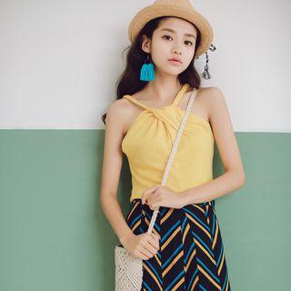 Plain Halter Neck Knit Camisole Top