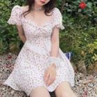 Floral Lace Puff-sleeve Dress