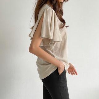 Slit-sleeve Flared T-shirt