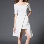 Elbow-sleeve A-line Party Dress