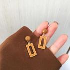 Rectangle Alloy Dangle Earring 1 Pair - Rectangle Alloy Dangle Earring - Brown - One Size
