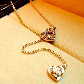 Rhinestone Heart Dangle Necklace
