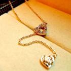 Rhinestone Heart Dangle Necklace