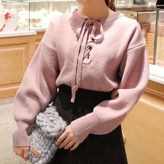 Lace Up Front Thick Sweater