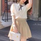 Short-sleeve Bow Blouse / Mini Skirt / Set