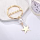 Faux Pearl & Star Brooch Gold - One Size