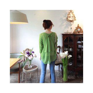 Ribbon-detail Dip-back Cardigan