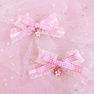 Gingham Bow Hair Tie / Hair Clip