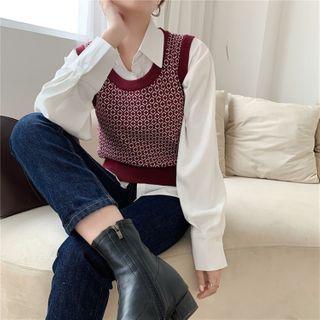 U-neck Plaid Vest