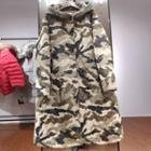 Hooded Padded Button Camo Coat As Shown In Figure - One Size
