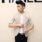 Printed Trim Elbow-sleeve Blazer