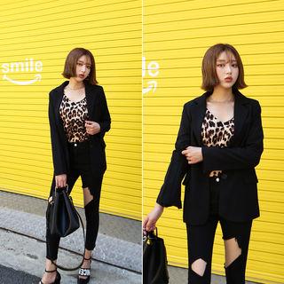 Single-breasted Flap-detail Jacket Black - One Size