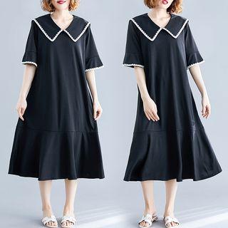 Plain Peter Pan Collar Dress