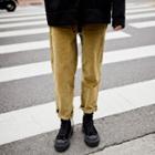 Cropped Corduroy Straight Cut Pants